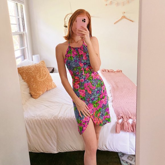 bright blue mini dress